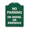 Signmission No Parking on Grass or Sidewalk Parking Sign, Green & White Aluminum Sign, 18" x 24", GW-1824-23698 A-DES-GW-1824-23698 - alternate 1